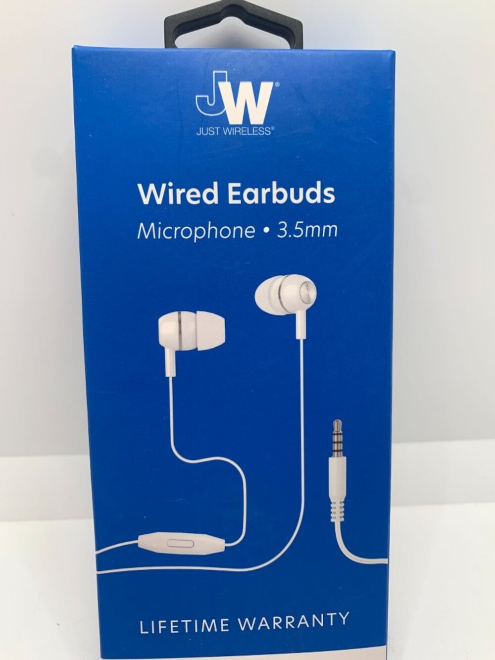 Just Wireless Wired Earbuds With Microphone 3.5mm White In-Line Button Lifetime